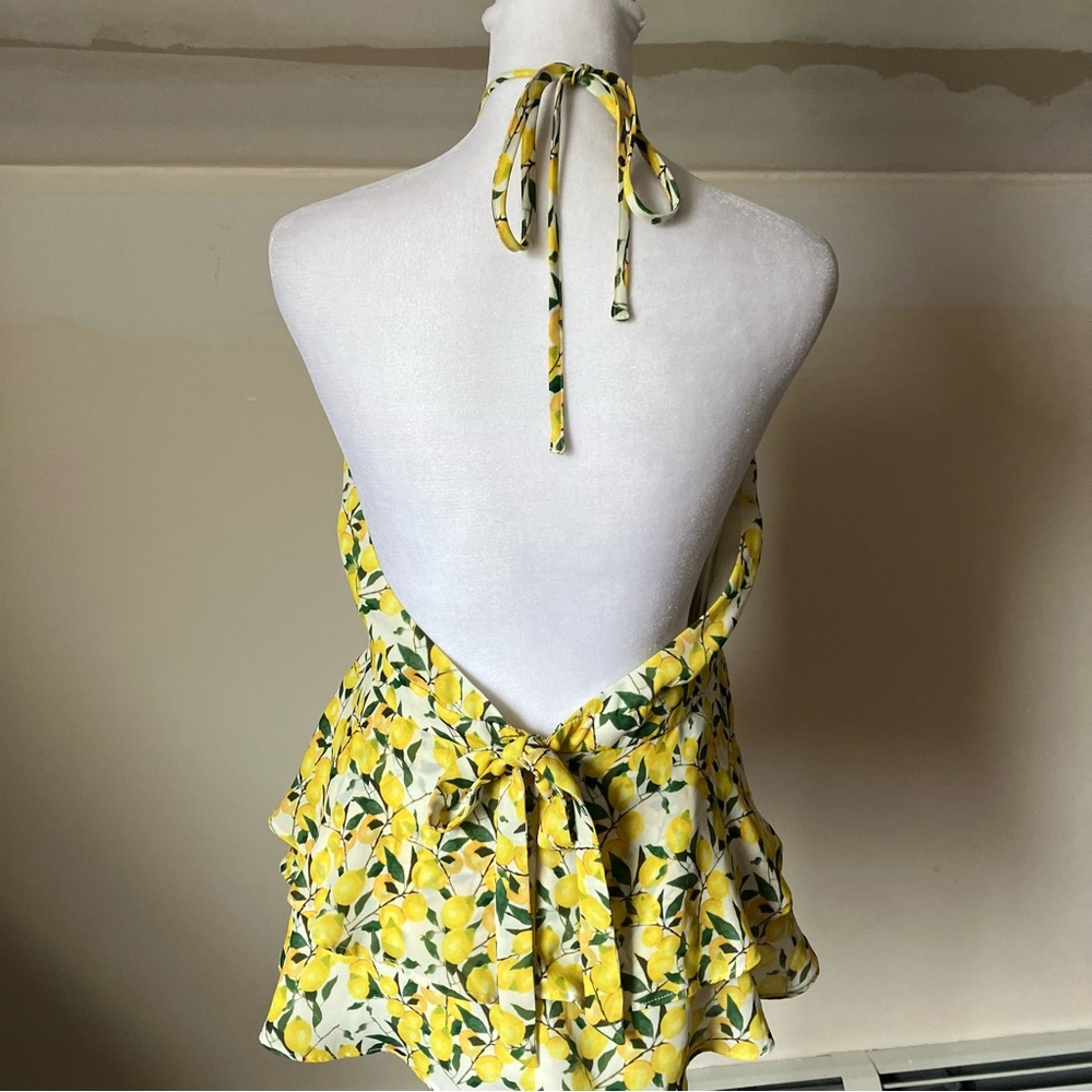 Parker Yellow Lemon Open Back Halter Top Blouse size Small - Picture 7 of 10